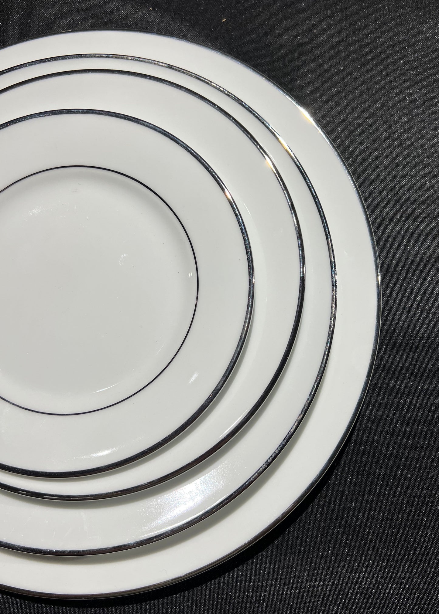 Silver Rim Dessert Plate
